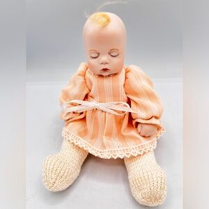 VTG 6" Caucasian Sugar Lump Porcelain Sleeping Baby Doll- Boots Tyner 1990's